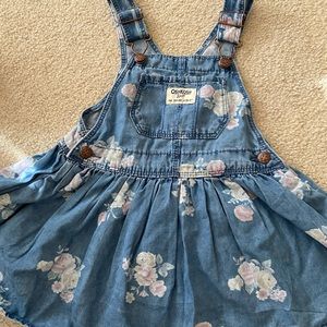 Oshkosh Bgosh Floral denim overall dress for toddlers. Never been worn.